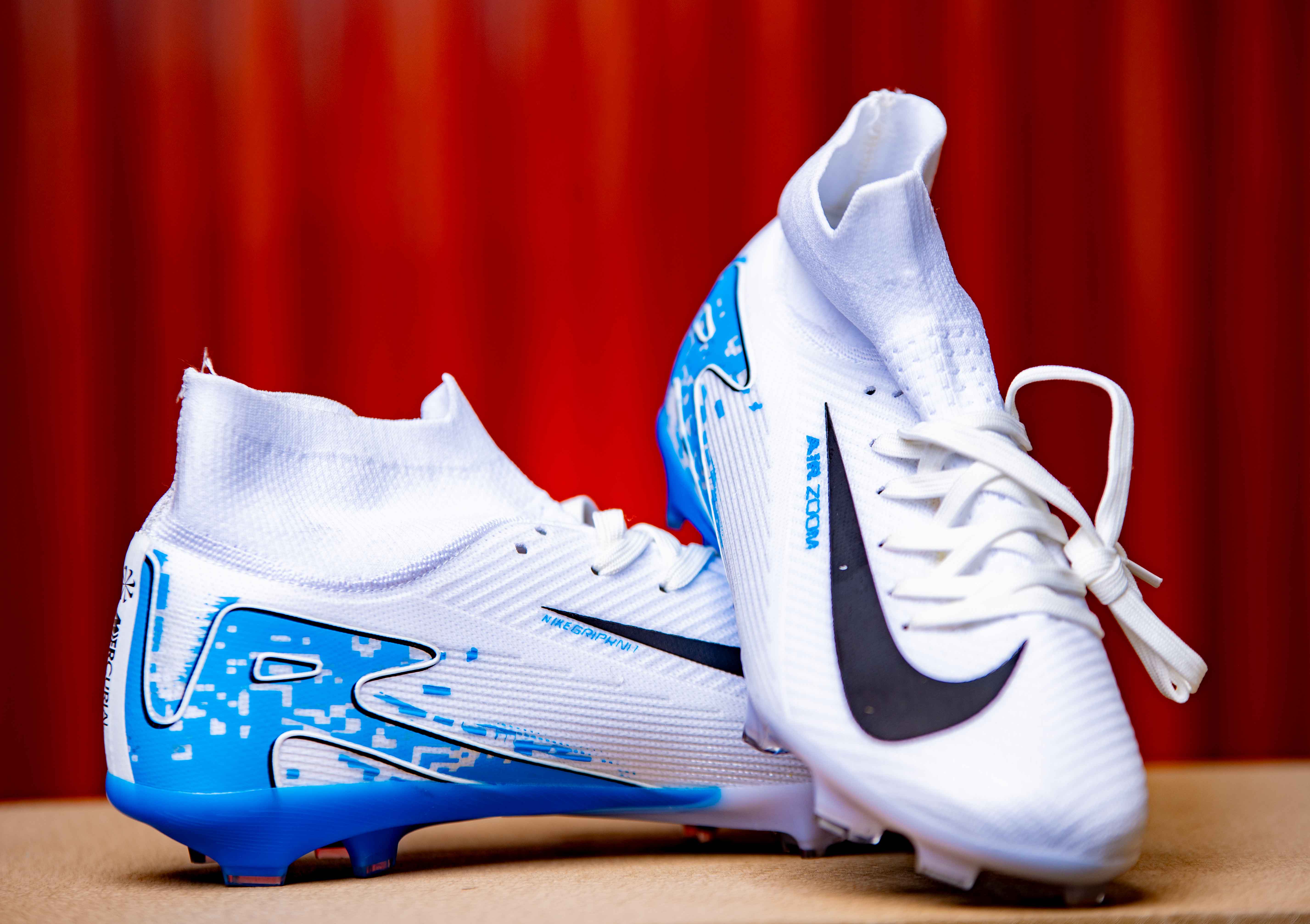 White Blue Black Football Boot