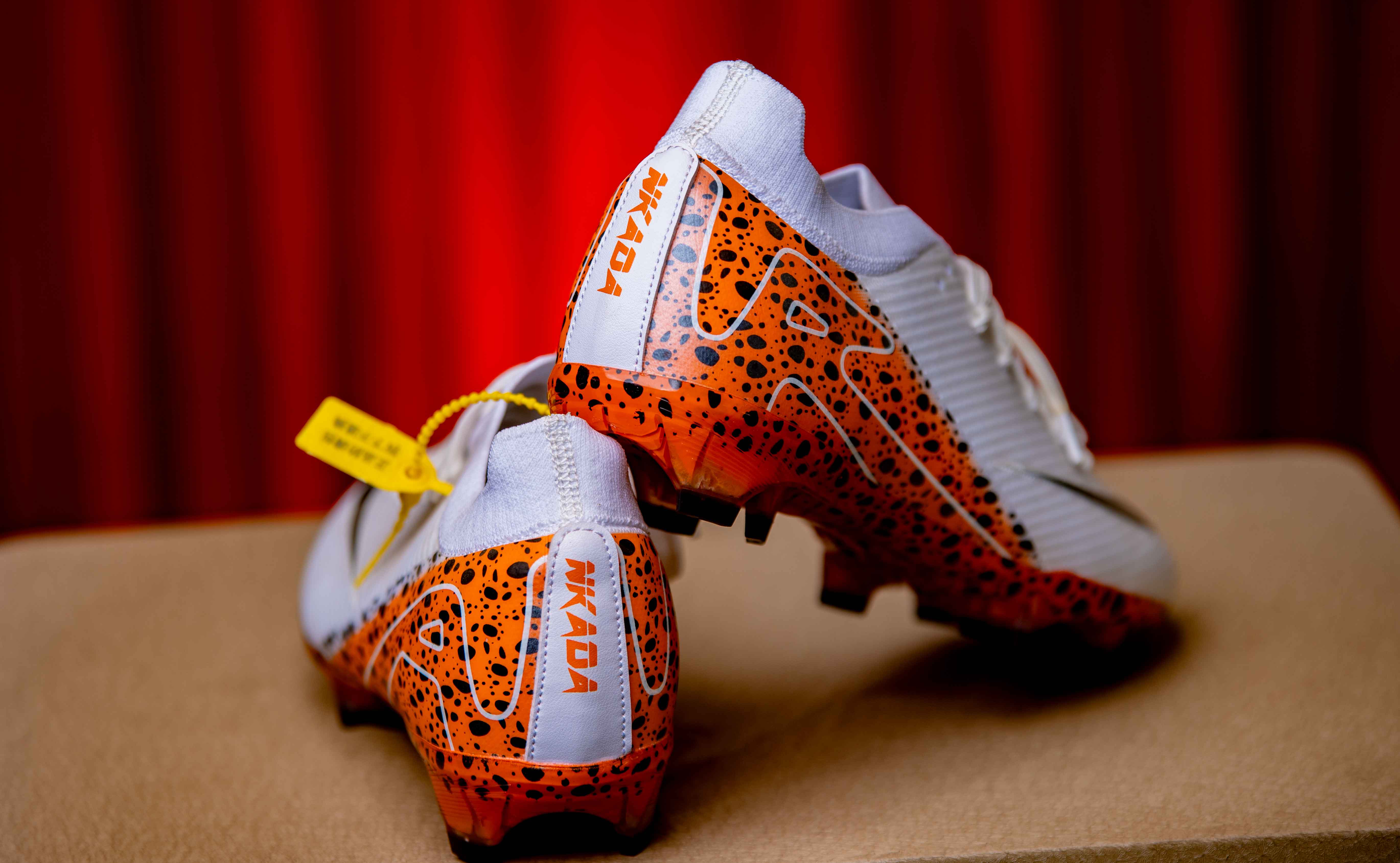 Orange White Black Football Boot