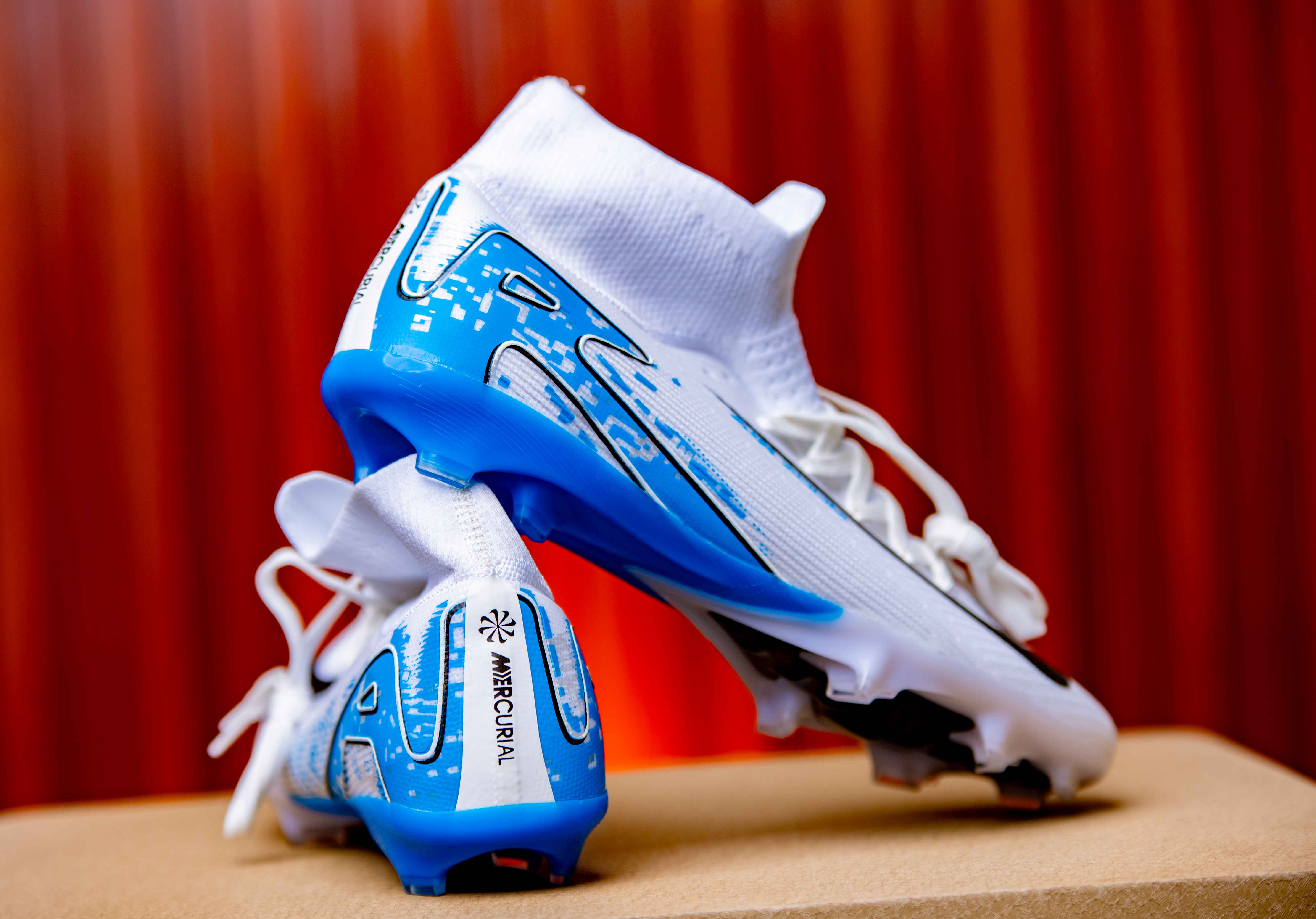 White Blue Black Football Boot